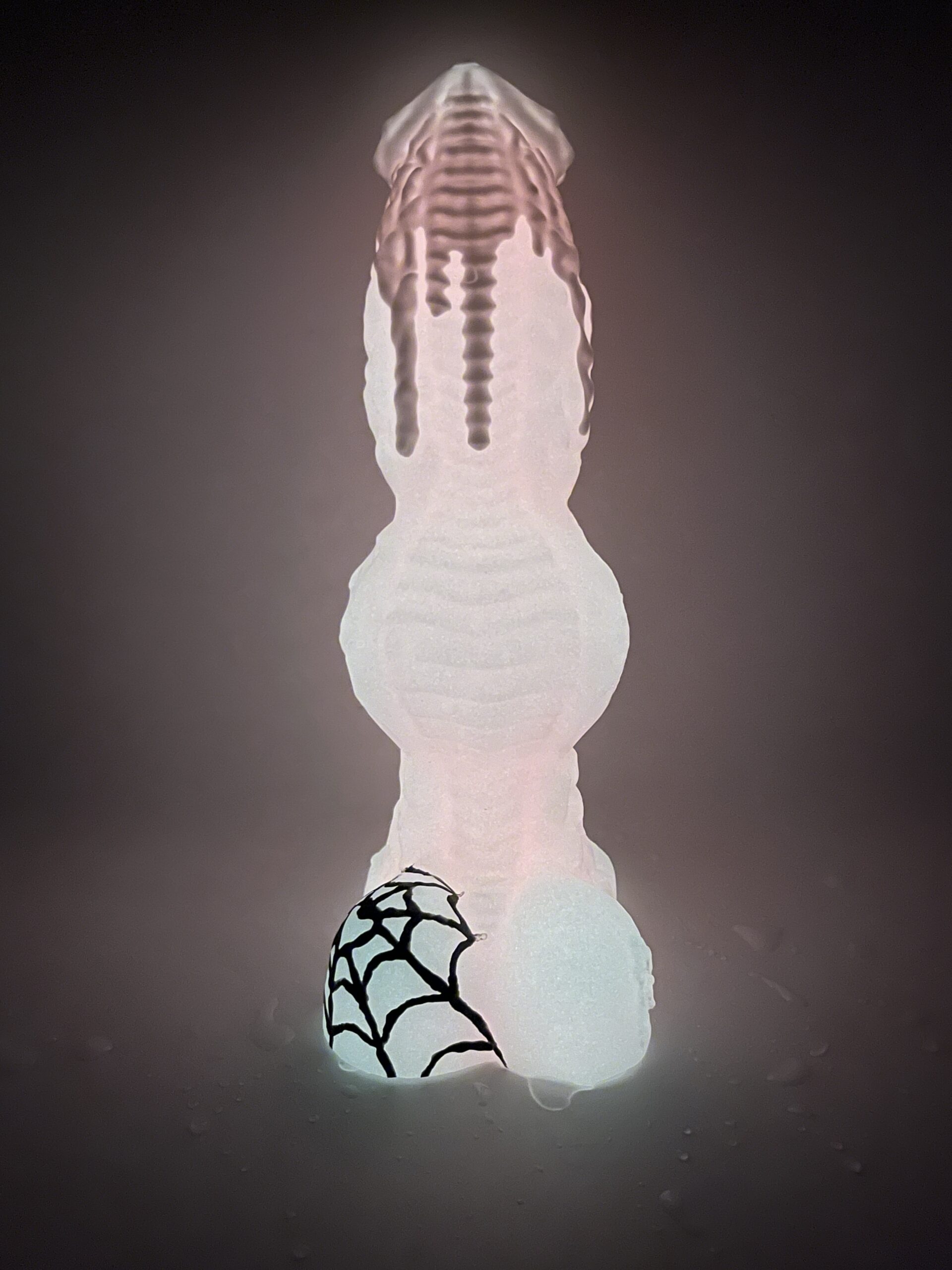 Monster Lucius 8 inch 00-30 shore soft firmness color SPOOKY-PINK with GLOW FLOP - Image 4