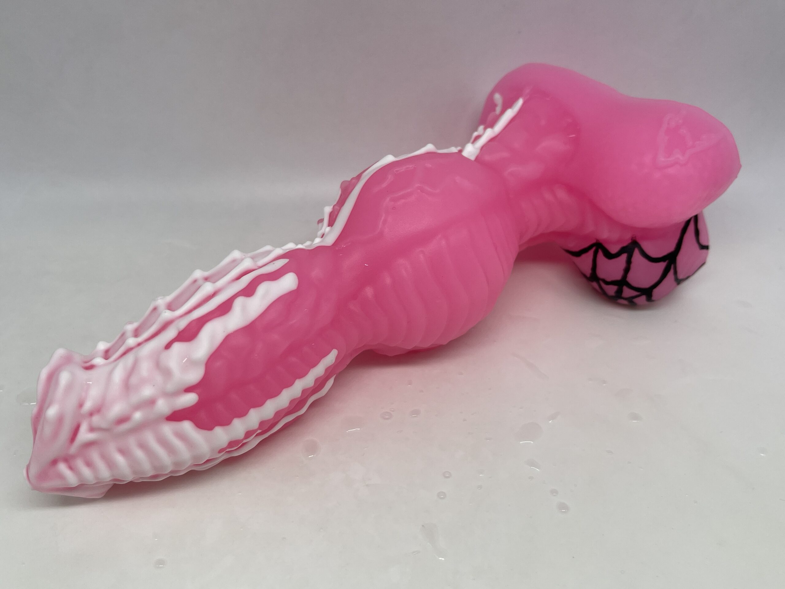 Monster Lucius 8 inch 00-30 shore soft firmness color SPOOKY-PINK with GLOW FLOP - Image 8