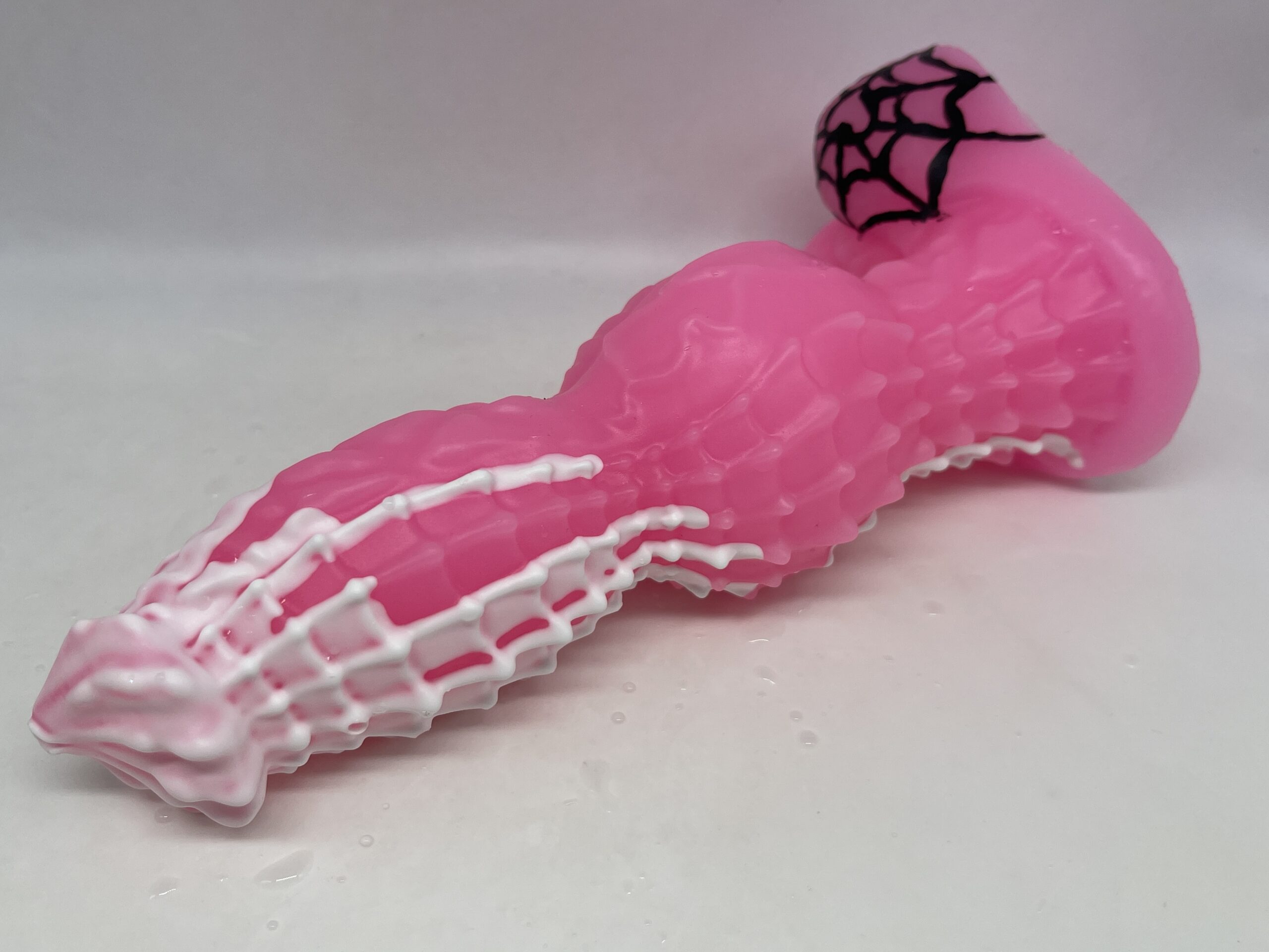 Monster Lucius 8 inch 00-30 shore soft firmness color SPOOKY-PINK with GLOW FLOP - Image 9